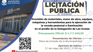 Photo of #ComprasYLicitaciones | Licitación Pública para la ejecución de la vereda e iluminación para el predio de la Delegación de Las Grutas