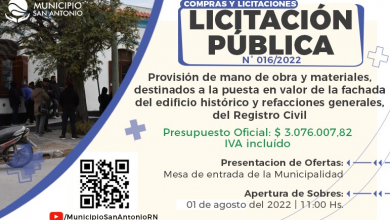 Photo of #SAO | Cambio de fecha para la apertura de sobres de la Licitación Pública N°016/2022