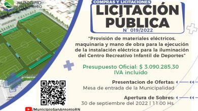 Photo of #SAO | Licitación Pública para la instalación eléctrica de iluminación del Centro Recreativo Infantil