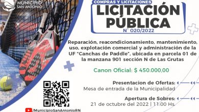 Photo of #LasGrutas | Licitación Pública para la concesión de las canchas de paddle
