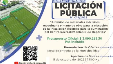 Photo of #SAO | Licitación Pública para la instalación eléctrica de iluminación del Centro Recreativo Infantil