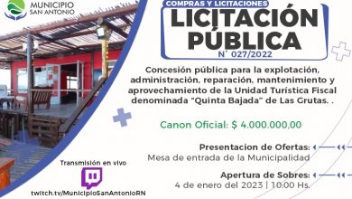 Photo of #LasGrutas | Licitación Pública para la concesión de unidad fiscal “Quinta Bajada”