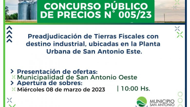 Photo of Prórroga del llamado a Concurso Público de Precios N°005/2023 para la preadjudicación de tierras fiscales con destino industrial