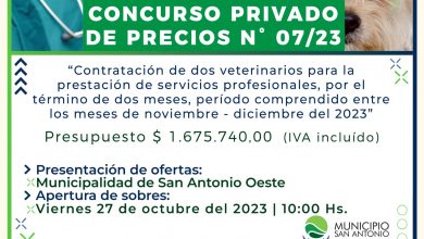 Photo of Concurso Privado de Precios para la contratación de veterinarios, periodo noviembre-diciembre