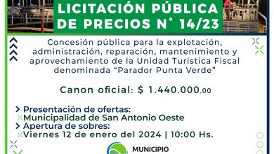 Photo of Licitación Pública para la concesión del “Parador Punta Verde”