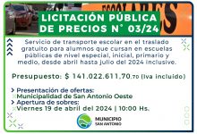 Photo of Licitación Pública para el servicio de transporte escolar