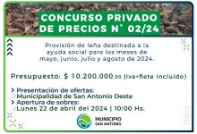 Photo of Concurso Privado de Precios N°002/2024 para la provisión de leña destinada a la ayuda social